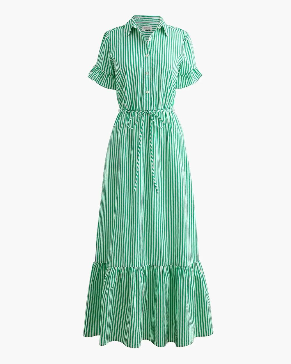 J Crew Striped Ruffle Sleeve Shirt Dress NWT